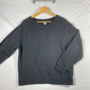 Rare Darth Vader Embossing print Long Sleeve Sweater Size XL Black